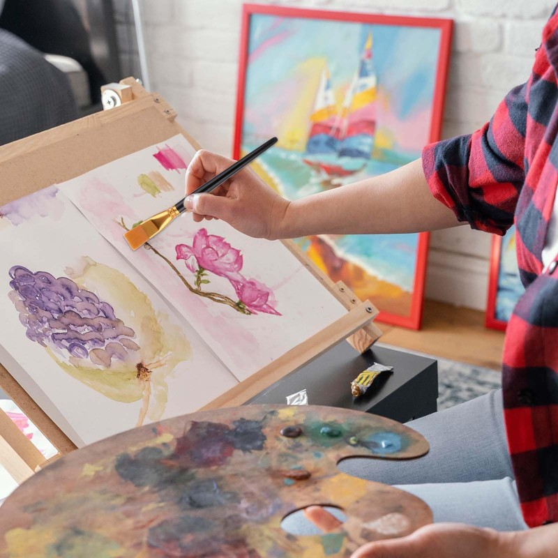 10 Pieces 20 mm Flat Acrylic Brushes, Artist Brush Sets