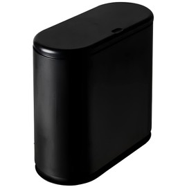 Sooyee 10 Liter Rectangular Plastic Trash Can Wastebasket with Press Type Lid,2.4 Gallon Garbage Container Bin for Bathroom,Powder Room,Bedroom,Kitchen,Craft Room,Office (Black)