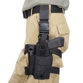 Goldmiky Leg Holster Pistol Holster Adjustable Tactical Airsoft Pistol Drop Leg Holster Bag, Thigh Deep Drawn Holster Tactical for Right Leg for Hunting Shooting Camping (Black Left)