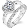 Jude Jewelers Rhodium Plated Heart Shaped Engagement Eternity Bridal Anniversary