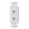 Leviton 41666-W Decora Telephone Wallplate Insert, 6P6C X 6P6C, 110