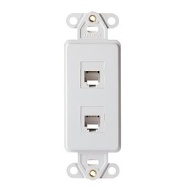 Leviton 41666-W Decora Telephone Wallplate Insert, 6P6C X 6P6C, 110 Style, White
