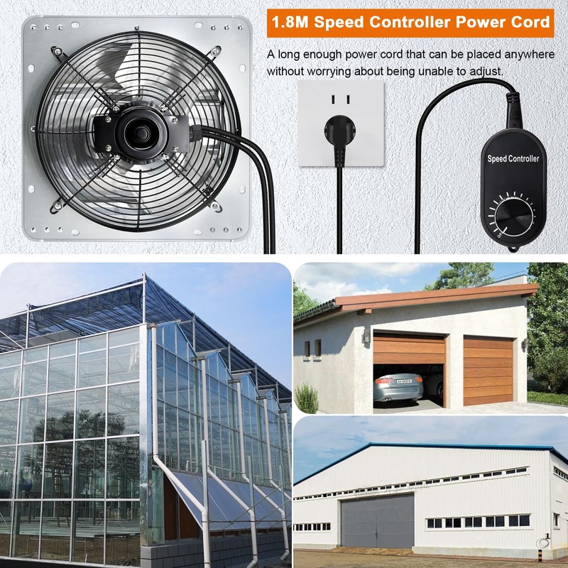 Hiorucet 12 Inch Wall Mounted Shutter Exhaust Fan for Garage,