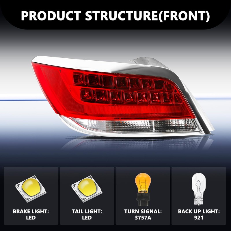 Aosky LED Taillights Assembly Compatible with Fit for 2010-2013 Buick