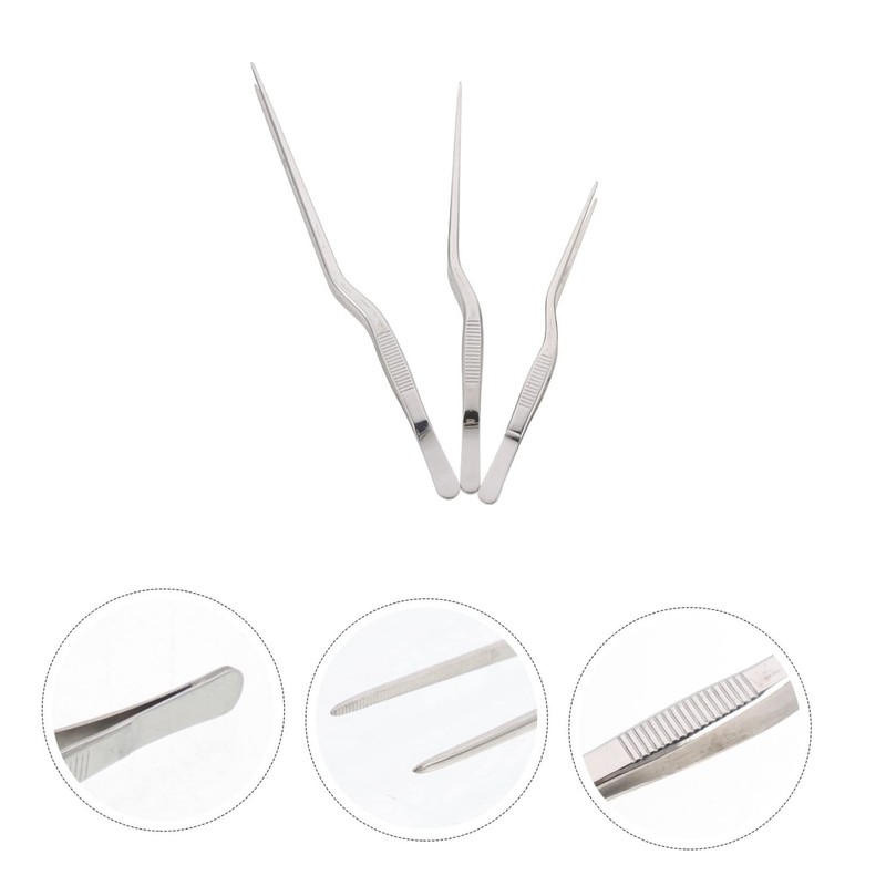 CIYODO Stainless Steel Cooking Tweezers Set 3Pcs Fish Bone Removers