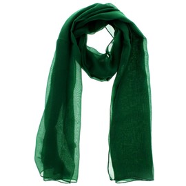 WESTEND CHOICE Ladies Chiffon Scarves Women Plain Neck Scarf Soft Headwrap Girls Headscarf Sheer Wrap women's scarves & wraps 150x45 cm (Dark green)