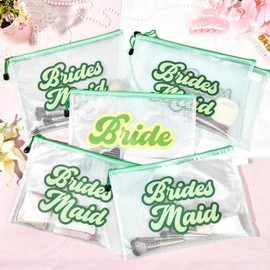 SOIDRAM 6PCS Bridesmaid Makeup Bag Clear Zippered Bag Bridesmaid Proposal Gifts Cosmetic Pouch for Wedding Party Favors Bachelorette Party Decorations Toiletry Organizer Bag Cosmetic Case Gift