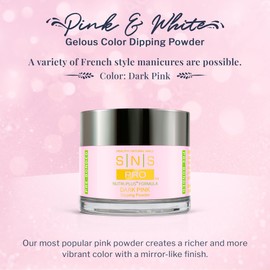 SNS Nail Dip Powder, Dark Pink (Natural/Nudes, Pink, Sheer) - Long-Lasting Acrylic Nail Color & Polish Lasts up to 14 days - Low-Odor & No UV Lamp Needed - 2 Oz