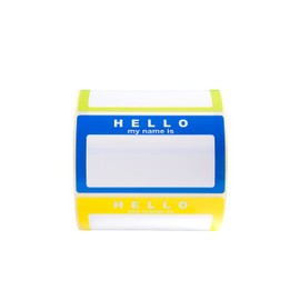 OliveBird Name Tag Labels Hello My Name is Stickers Assorted Colours (3 Colours) School Office Stickers, Size 90x50 mm, 1 Roll/250 Stickers