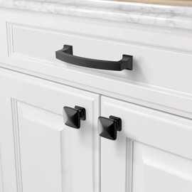 Asidrama 10 Pack 4 Inch(102mm) Hole Centers Kitchen Cabinet Handles, Matte Black Cabinet Pulls Kitchen Cabinet Hardware for Cupboard Drawer Pulls