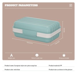 Bailinks 1 PCS Soap Dish, Portable Soap Box with Lid, Travel Soap Case for Bathroom, Shower, Kitchen, Hiking, Leakproof Soap Container with Drainage Layer for Easy Cleaning (Mistblue)
