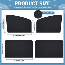 Tallew 4 Pieces Privacy Car Window Sun Shades Magnetic Blackout Covers Curtains Automotive Sunshades for Sleeping Family Baby Kids