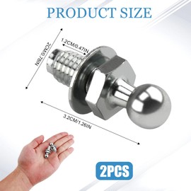 Pack of 2 M8 ball pins, ball bolts, reinforced ball pins for gas struts, stainless steel ball bolts M8, 10 mm ball head, for tailgates and bonnets in cars and shipbuilding