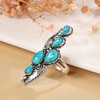 Vintage Blue Synthetic-Turquoise Ring Teardrop-shaped Stone Ring Tibet Silver Plated
