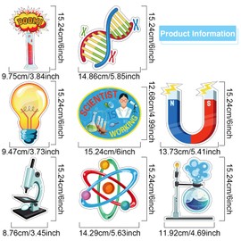 48 Pieces Science Bulletin Board Sets Laminated Science Cutouts Lab Cutouts Science-Theme Party Cutouts for Science Class School Classroom Bulletin Board Office Party Decoration Supplies, 8 Designs