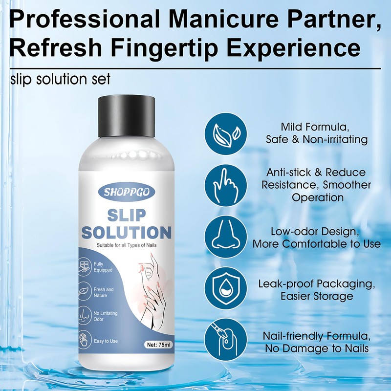 SHOPPGO Slip Solution Polygel, Acrylic Liquid for Nails, 75 ml