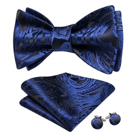 YOHOWA Mens Self Tied Bow Tie Floral Paisley Striped Pocket Square Cufflinks Set Formal Wedding Party Tuxedo Party