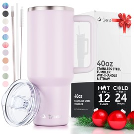 40 oz Tumbler With Handle and Straw Made of Stainless Steel - Double Wall Vacuum Insulated Tumbler With Lid - Sweat Proof Easy Grip, BPA-Free, Dishwasher Safe Tumbler (Orchid)