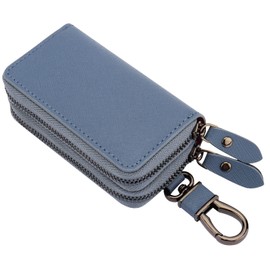 AYOBEI Key Case, Men's, Women's, Smart Key Case, 2 Keys Storage Simultaneously, Key Case, Double Pockets, Leather, Multi-functional, Convenient, blue