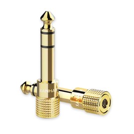 XANHAM 1/4 Inch 6.35mm Male to 1/8 Inch 3.5mm Female TRS Stereo Audio Jack Quarter Inch to Headphone Aux Adapter for Aux Cable, Guitar Amplifier, Speaker, etc. (2 Pack)