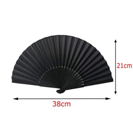 JZK 2 x Black Silk Fabric Bamboo Fan Chinese Hand Fan Gift for Summer Wedding Dancing Funeral DIY Decoration Home Decorations Fan Women Gift Hot Rinse Relief Tool