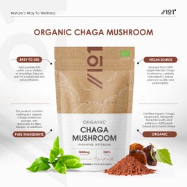 Organic Chaga Mushroom Powder 200g – Pure Inonotus Obliquus Supplement Powder – Resealable and Recyclable Pouch – by Alpha01