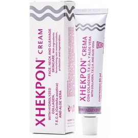 Xhekpon Crema Española para Rostro, Cuello y Escote con Colágeno Hidrolizado, Fórmula Hidratante de Uso Diario, Textura Ligera de Rápida Absorción, Tubo de 40 ml