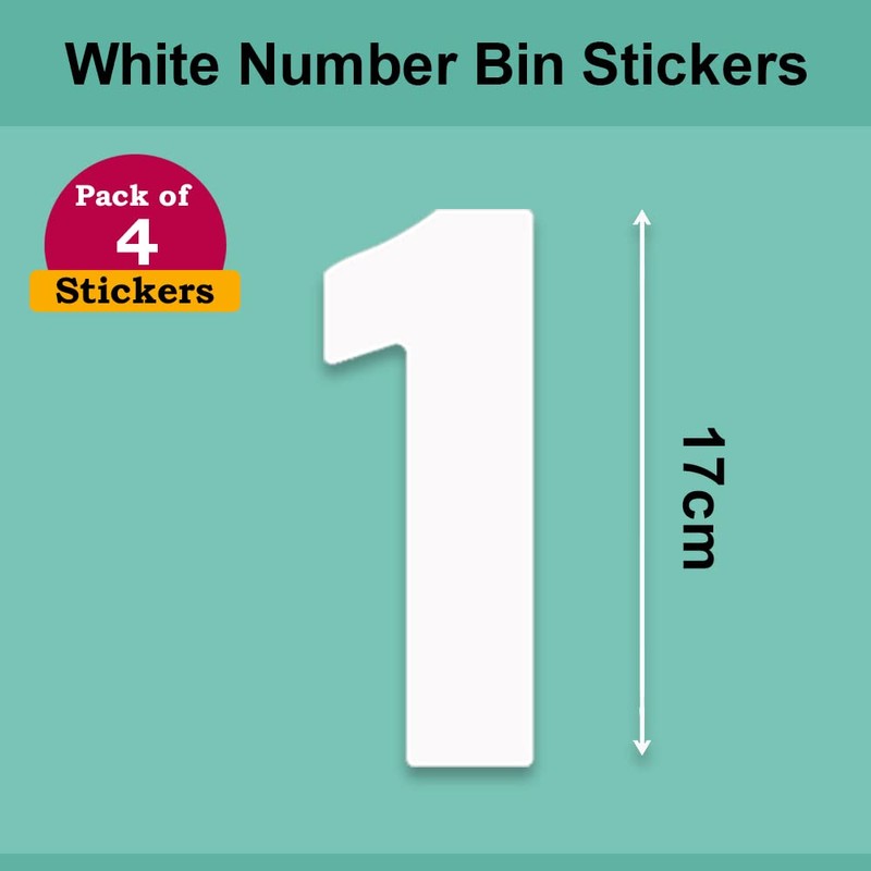 Pack of 4 Plain White bin numbers for Wheelie bins