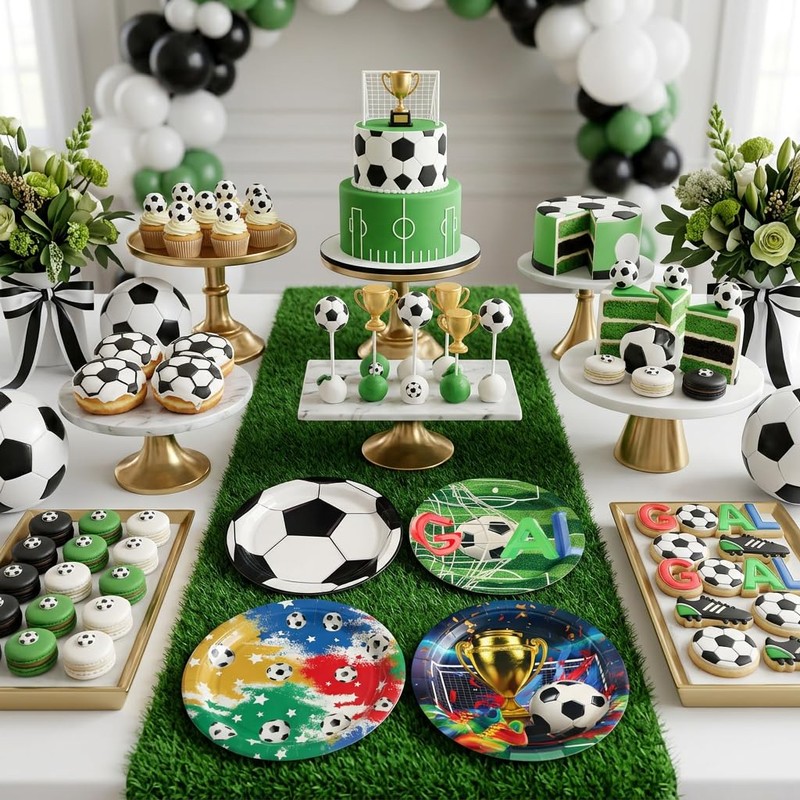 50PCS 9 INCH Soccer Birthday Plates – Party Paper Plates