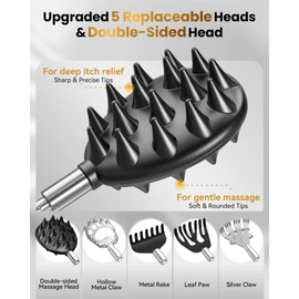 Telescoping Back Scratcher with 5 Detachable Heads, Gifts for Christmas, Stocking Stuffers for Men, Women, Him, Her, Dad, Funny White Elephant Gifts for Adults, Gift Box Included