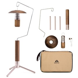 SheepNot KURUMI Light Walnut 2-Way LED Lantern, USB-C Charging, 400 Lumens, IPX5 Waterproof, Shade Included (Stand Set)