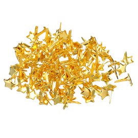 PATIKIL 8 x 10 mm Brads for Paper Crafts, 100 Pcs Metal Star Paper Fastener for Art Crafting Projects, and DIY Decorative Scrapbooking, Gold