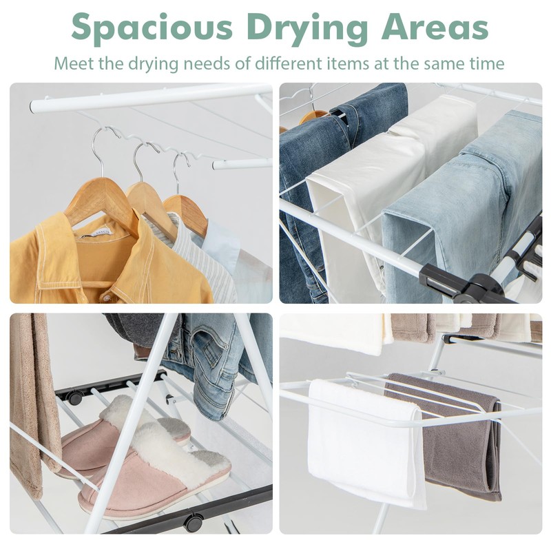 Giantex Clothes Drying Rack, 2-Layer Stainless Steel Foldable Laundry Drying
