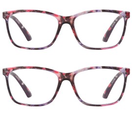 2 Pack Women's Reading Glasses, Blue Light Blocking Glasses-UV Ray & Glare Protection Computer Readers, Spring Hinge Eyewear with Fashion Pattern-Sturdy&Lightweight for women and ladies（1.25）