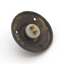 Ventano Antique Doorbell Bell Plate with 1 Bell Push Brass Dark Patinated Green Time Handmade According to Historical Model