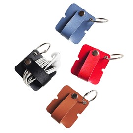 Cord Management Cord Holder Earphone Case (Pack of 4) PU Leather Wire Organizer Small Portable Earphone Cable Organize Storage Office Supplies Reusable