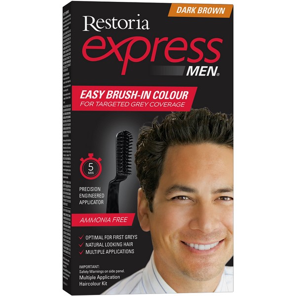 Restoria Express Men Easy Brush-In Colour Kit - Dark Brown - Expiry 01/25