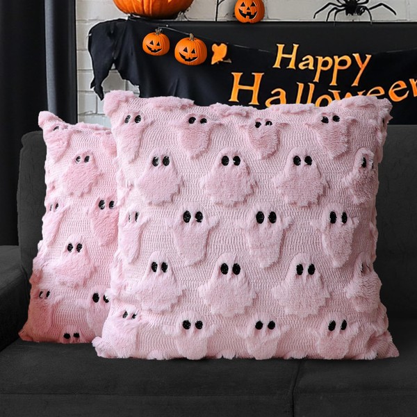 4TH Emotion Halloween Ghost Decorative Pillow Covers 18x18 Set of