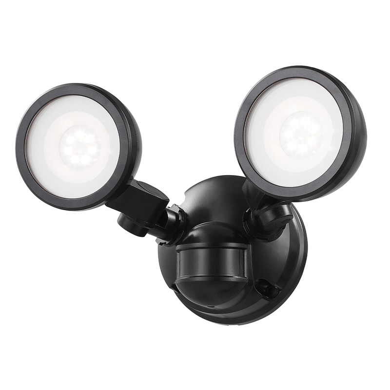 GLOBE 180-Degree 10 W Twin Head Black 1000 Lumens Hardwired