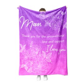 Battilo Mom Blanket, Gifts for Mom Mother Birthday from Daughter Son, Super Soft Flannel Throw Blankets for Bed Couch 50’'x 60", Violet