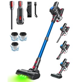 Cordless Vacuum Cleaner, 45Mins Powerful Vacuum Cleaners for Home, Lightweight Stick Vacuum Cordless with Advanced Green Light Tech, Rechargeable Battery Vacuum for Carpet,Pet Hair,Hardwood Floor