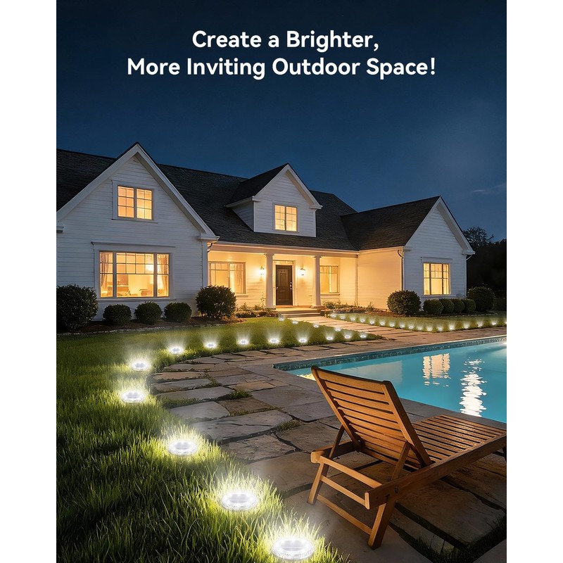 12 Pack Mini Solar Powered Ground Lights, Bright LED Solar