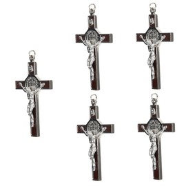 COHEALI 5pcs Men's Cross Necklace Crucifix Pendant Jesus Chain Zinc Alloy Fashion and Elegant