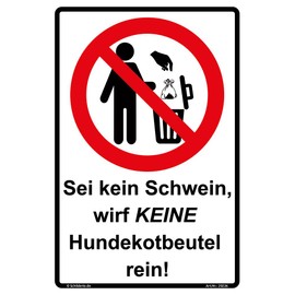 Sign No Dog Waste Bags Throwing in Sign 300 x 200 mm Portrait Format Sturdy Aluminium Composite Plate 3 mm Thick