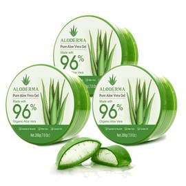 Aloderma Aloderma Organic Aloe Vera Gel for Face Made within 12 Hours of Harvest, 96% Pure Aloe Vera Gel for Skin, Scalp, & Hair, Soothing Aloe Face Moisturizer, Multipurpose, Hydrating Aloe Gel, 7oz, 3-Pack