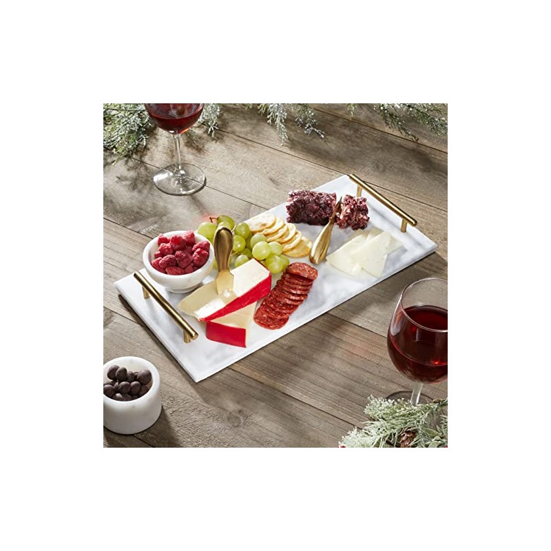 mDesign Thin Marble Pastry Board, Cutting Slab Kitchen Serving Tray