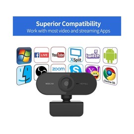 Webcam with Microphone for Desktop, Laptop 1080P HD Live Streaming, Auto Focus, USB Plug and Play, Computer Camera for Laptop/PC/Mac, Online Studying,Video Calling and Conferencing