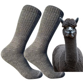 Baby Alpaca Hiking Socks - 2 Pairs – Premium Outdoor Crew Socks for Men & Women – Ultra-Soft, Breathable, Durable - Charcoal Grey - Medium