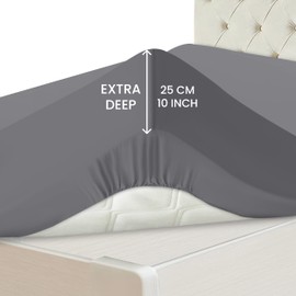 Hafaa Double Fitted Sheet – 25 cm Deep Easy Care Super Soft Brushed Microfibre Grey Double Bed sheet - Fade Resistant (137 x 191cm)