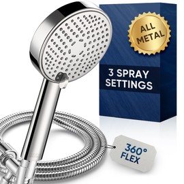 Cobbe® All Metal Handheld Shower Head, 3 Spray Settings, Mirror Polished